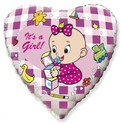 It's A Girl 18'' Heart Foil Balloon